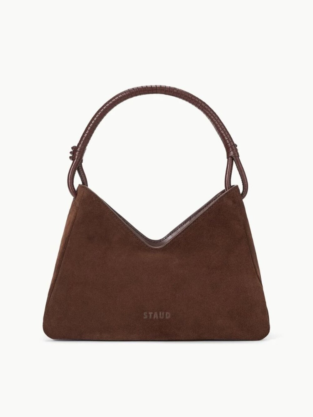 Staud Valerie Shoulder Bag in Mahogany Suede - Picture 1 of 12
